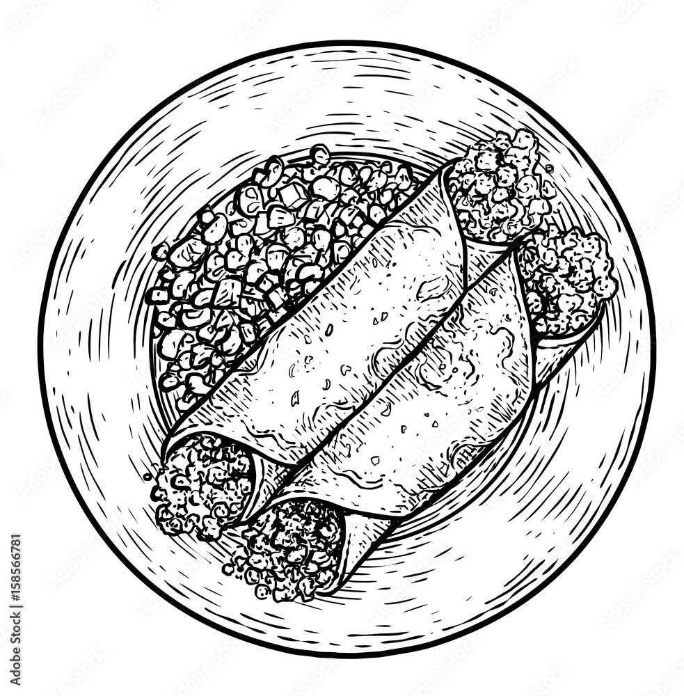 Enchilada illustration, drawing, engraving, ink, line art, vector Stock Vector Adobe Stock