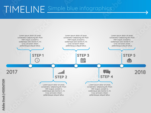 Simple blue timeline 18, infographics vector
