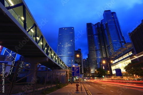 Photography Traffic in Hong Kong at sunset time