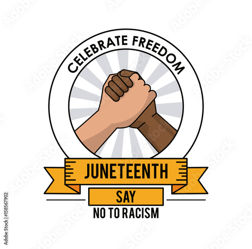 juneteenth day celebrate freedom handshake no to racism vector illustration