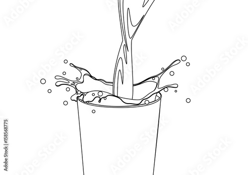 Cuadro en lienzo Glass Of Milk Coloring Picture