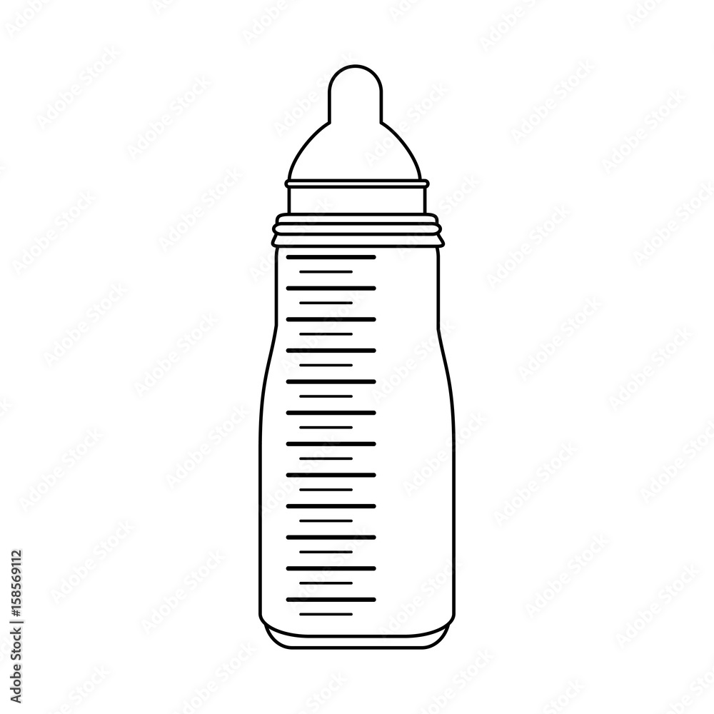 milk formula bottle baby or shower related icon image vector illustration design black line milk formula bottle baby or shower related icon image vector illustration design black line