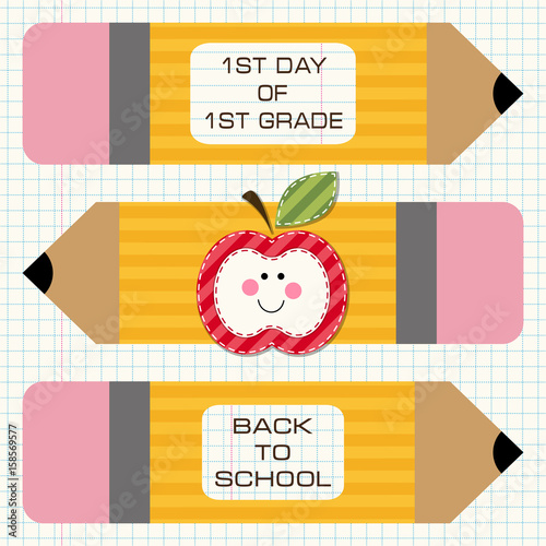 Cute school yellow pencils with pink rubber