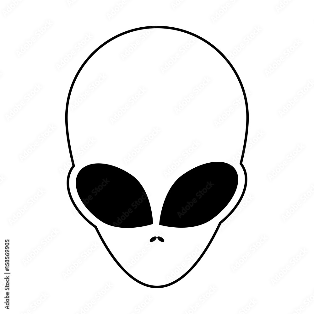 Alien, ufo face outline vector symbol icon design. Alien, ufo face outline vector symbol icon design.