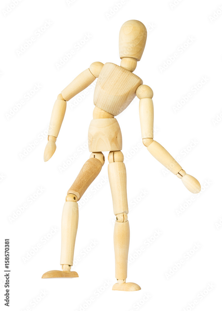 Wooden puppet is dancing . Isolated background . Stock Photo | Adobe Stock