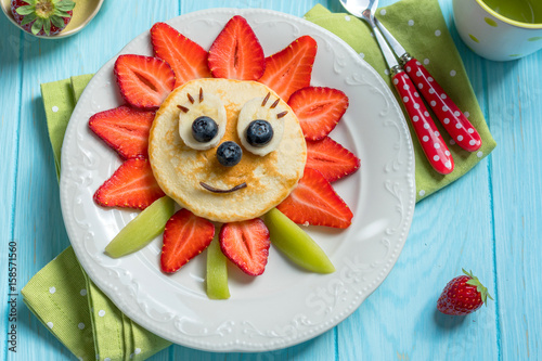 Pancakes with berries for kids