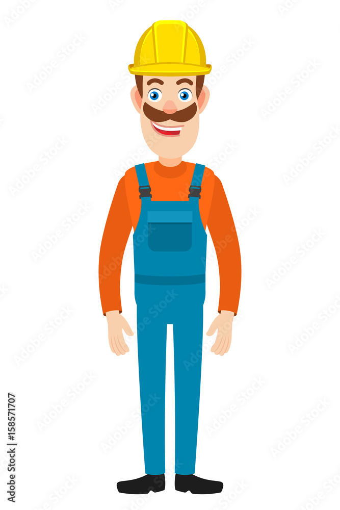 Full length portrait of Cartoon Builder Character Full length portrait of Cartoon Builder Character