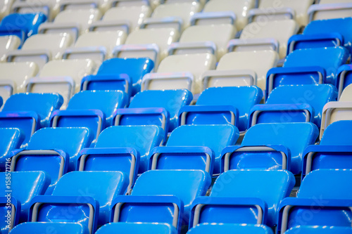 Bright blue and white stadium seat