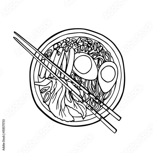 Hand drawn asian noodle