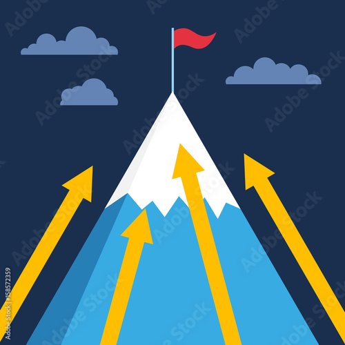 Mountain with flag on top  business success metaphor  illustration vector