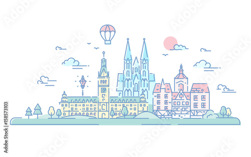 European countries - vector line travel illustration