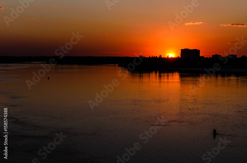 Beautiful sunset over the river Dnieper