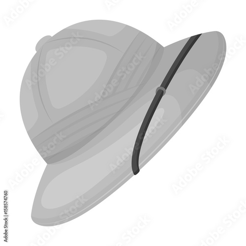 Cork hat from the sun.African safari single icon in monochrome style vector symbol stock illustration web.