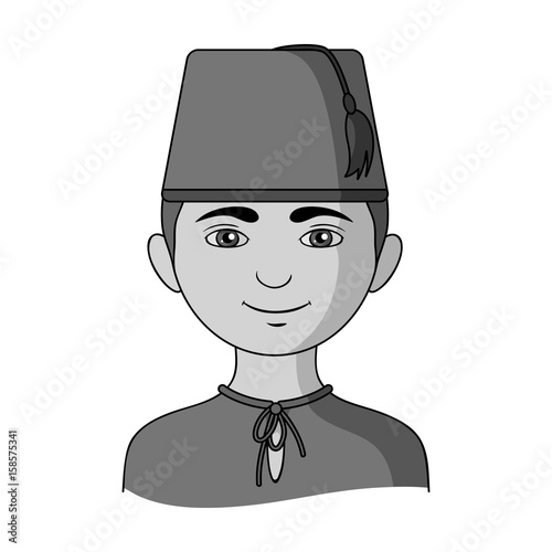 Turk..Human race single icon in monochrome style vector symbol stock illustration web.