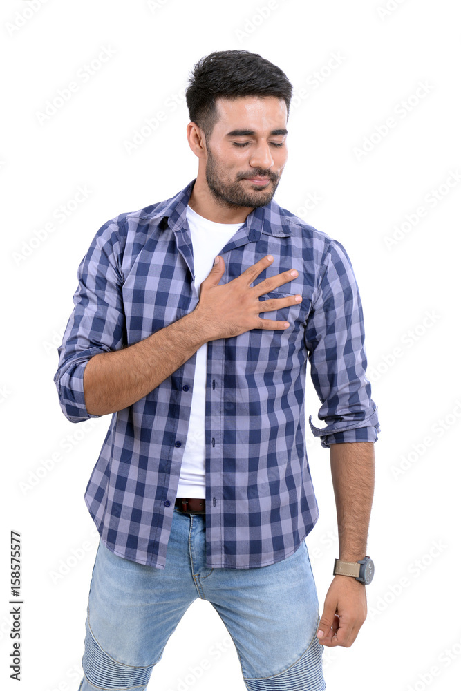 Handsome man with different expressions on a white background. Handsome man with different expressions on a white background.