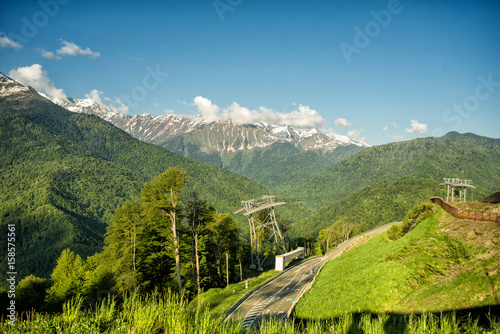 Road among the mountains in the summer. Rosa Khutor, Adler © Vasilixa