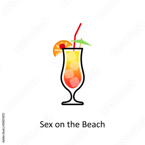 Sex on the Beach cocktail icon in flat style
