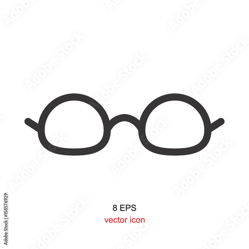 Vector Black Glasses Icon on White Background