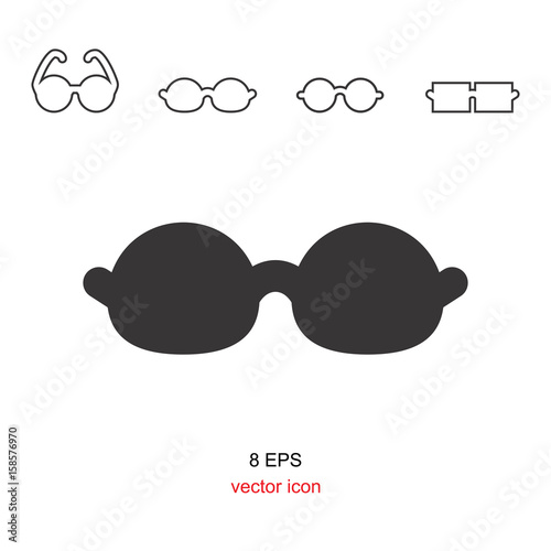 Vector Black Glasses Icon on White Background