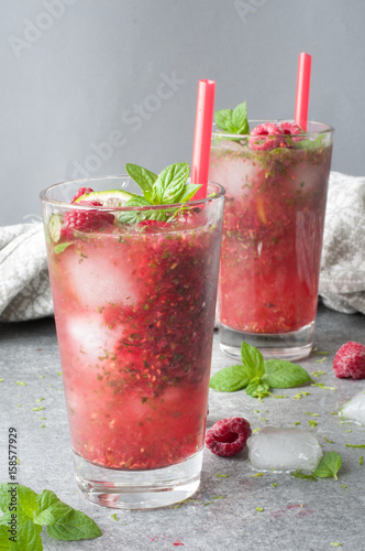 Raspberry Mojito in A Glass
