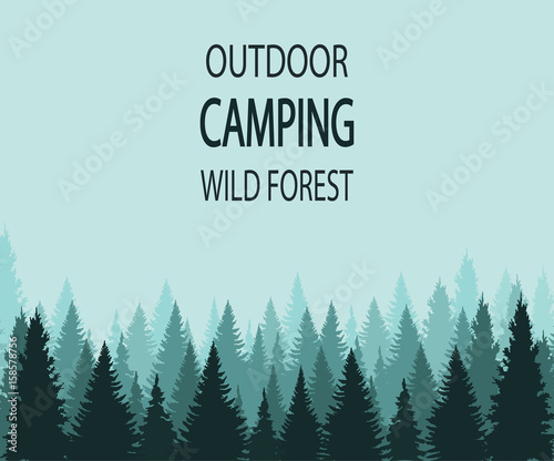 VECTOR background: outdoor camping wild forest