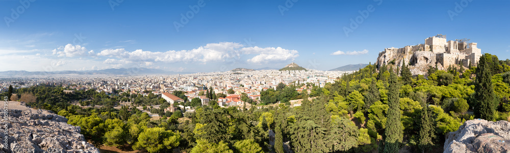 Athen Panorama mit Blick auf Akropolis und Lykabettus Hügel