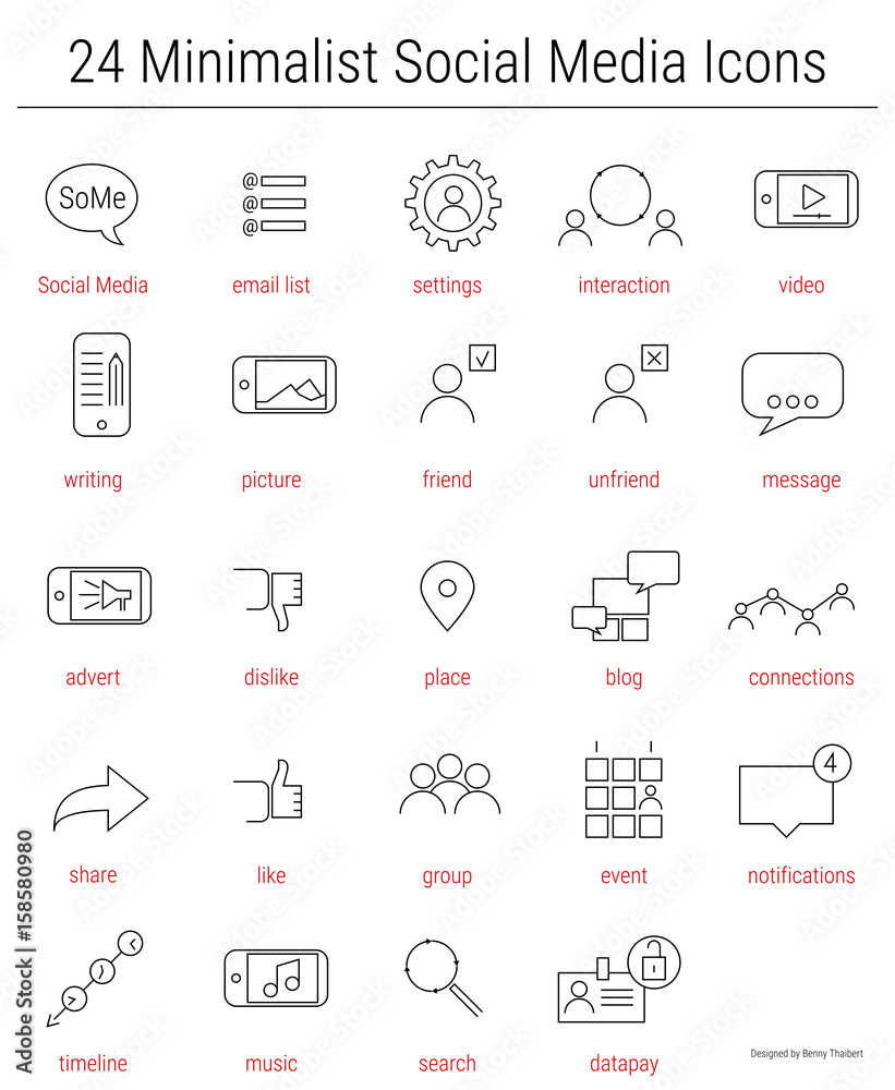 24 social media icons for presentations and HR