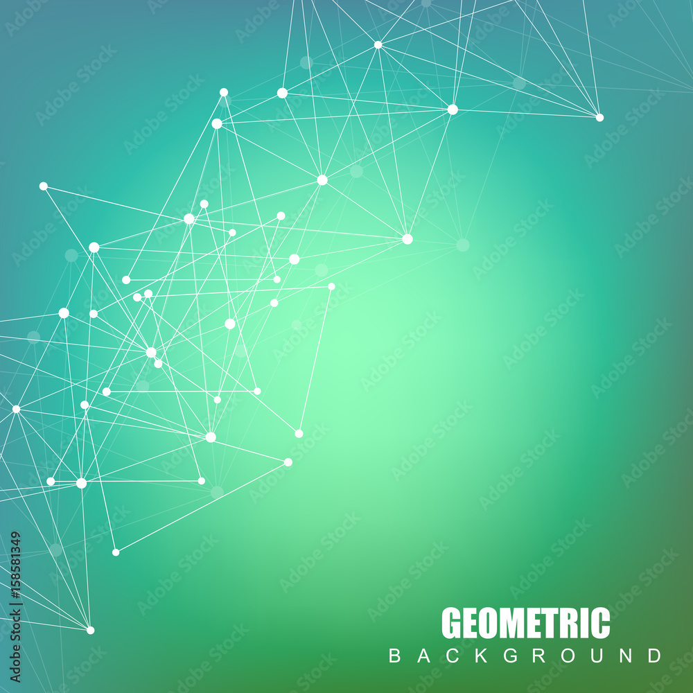 Geometric abstract background with connected line and dots. Structure molecule and communication. Scientific concept for your design. Medical, technology, science background. Vector illustration. Geometric abstract background with connected line and dots. Structure molecule and communication. Scientific concept for your design. Medical, technology, science background. Vector illustration.