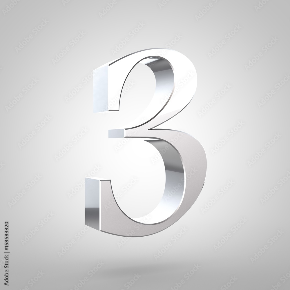 Silver number 3 isolated on white background Silver number 3 isolated on white background