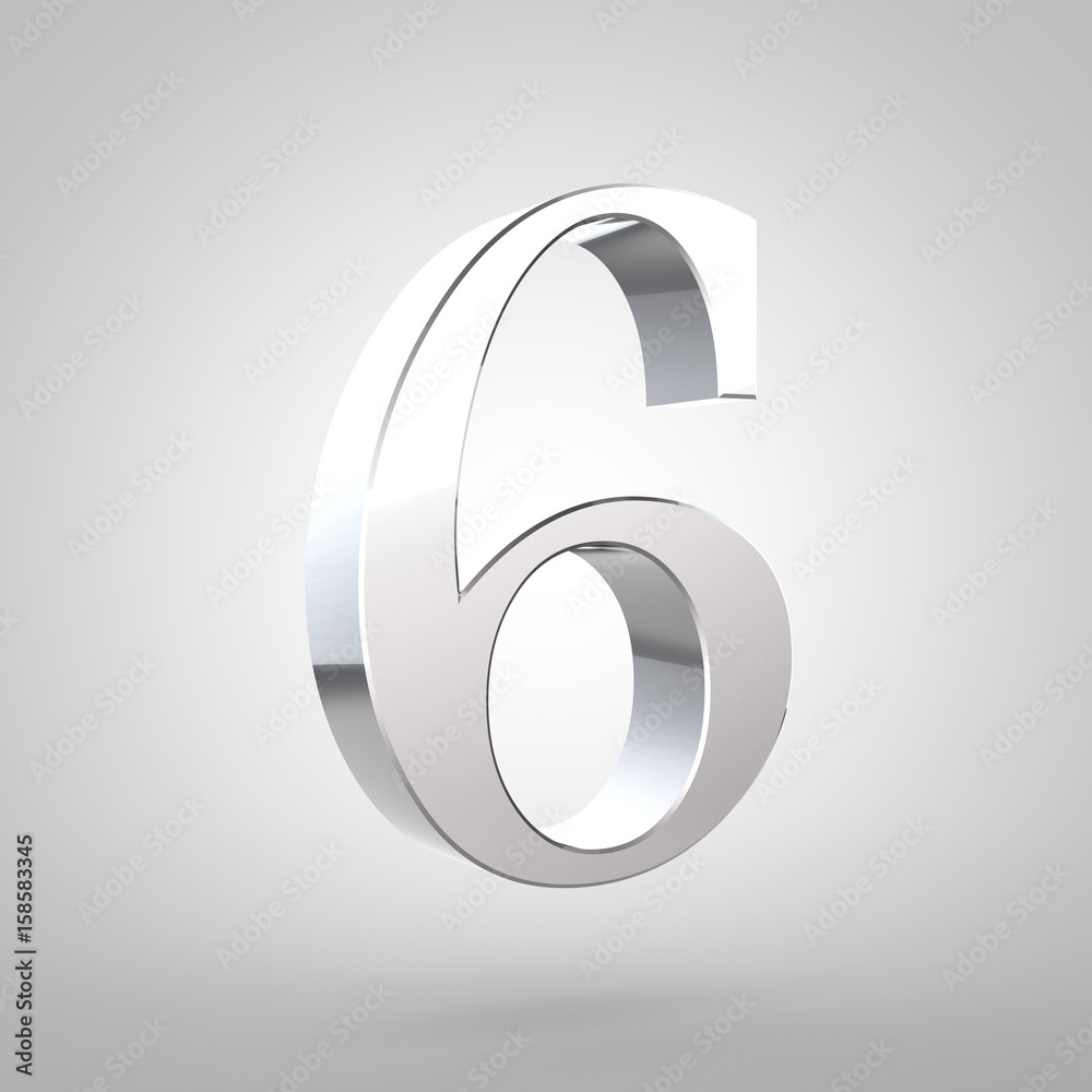 Silver number 6 isolated on white background Silver number 6 isolated on white background