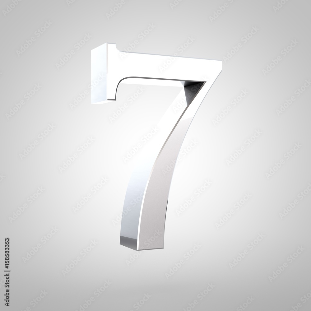Silver number 7 isolated on white background Silver number 7 isolated on white background