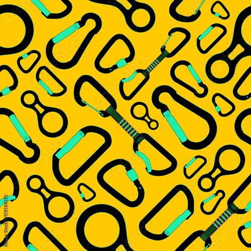Seamless pattern with climbing equipment
