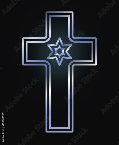 Islamic crescent and jewish David's star, vector illustration