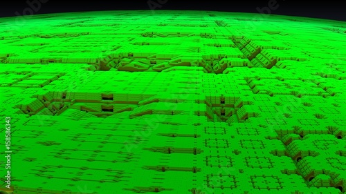 Green Alien Landscape 3D Animation Graphic Resource 