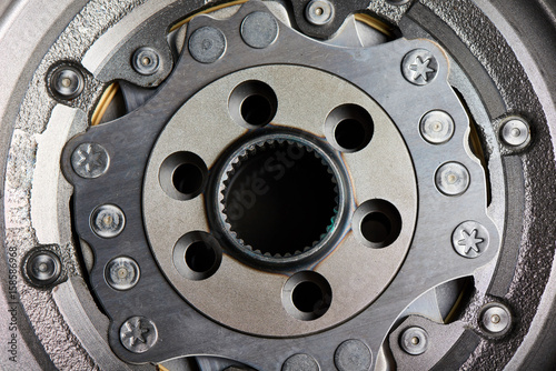 Closeup cropped image of Dual-Mass Flywheel on black