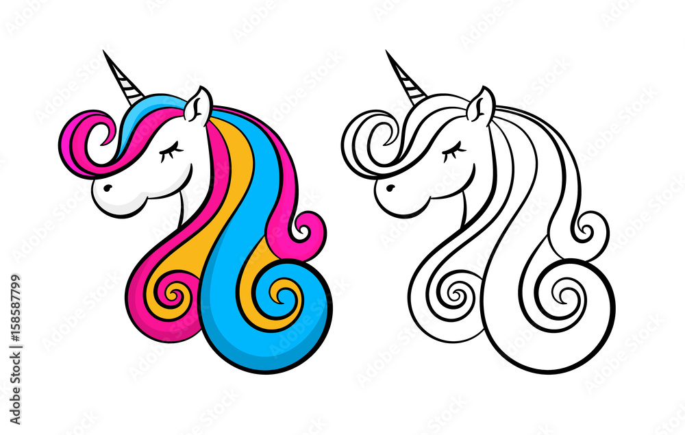 Slika na platnu Vector cute unicorn  icon isolated, cartoon, illustration