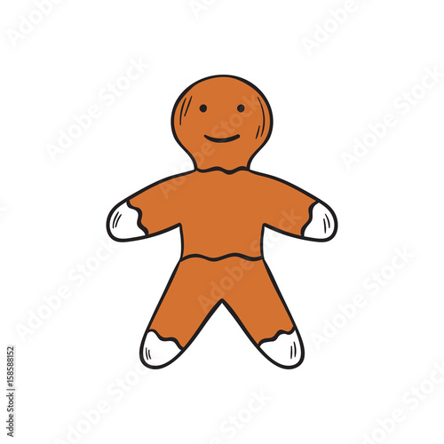 Vector cartoon hand drawn Christmas gingerbread man