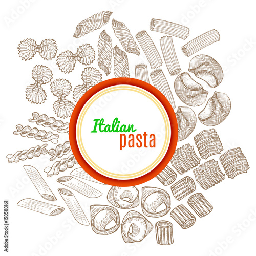 vector template with hand drawn pasta