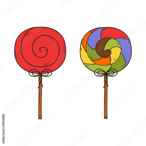Vector cartoon hand drawn lollipops