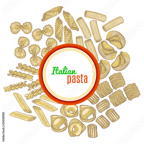 vector template with hand drawn pasta