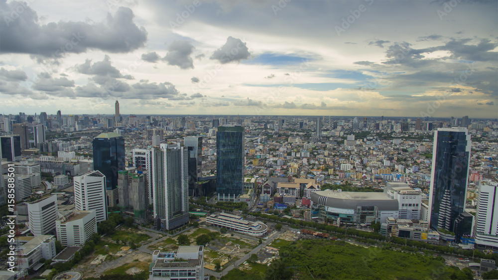 aerial view of high building at ratchadaphisek road district bangkok thailand