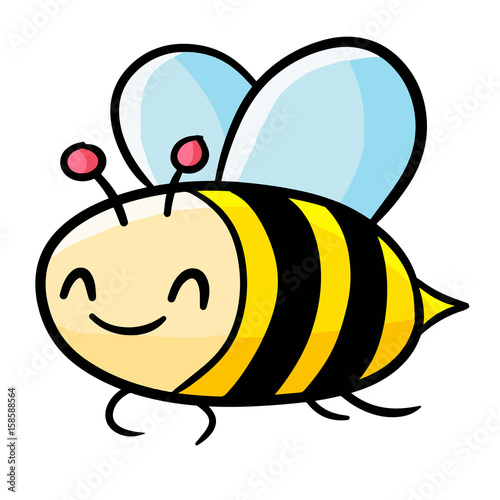 Funny and cute bee smiling happily  - vector