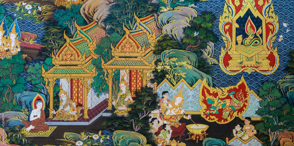 Fototapeta premium Thai mural painting art