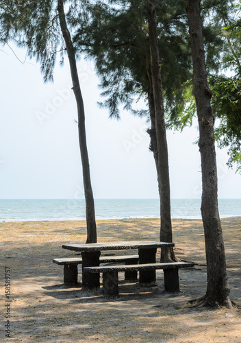 Outdoor table and chair on beach