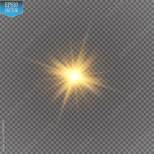 Vector sun light lens flare glare template transparent effect illustration. Glitter beams.


