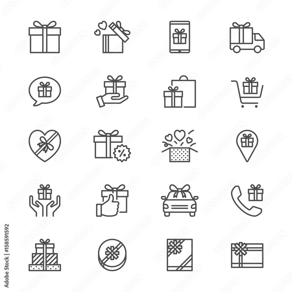 Gift thin icons Gift thin icons