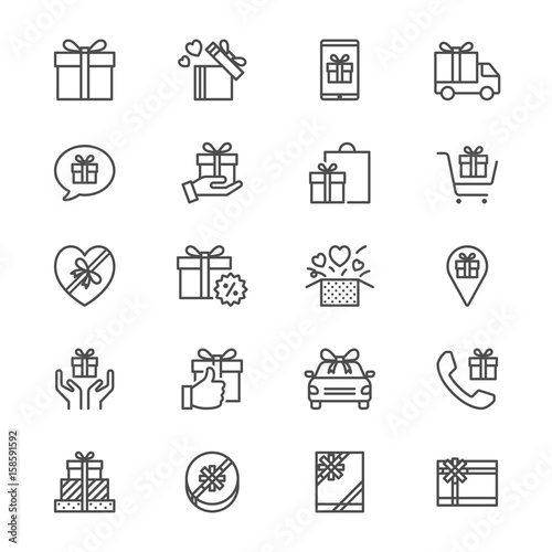 Gift thin icons