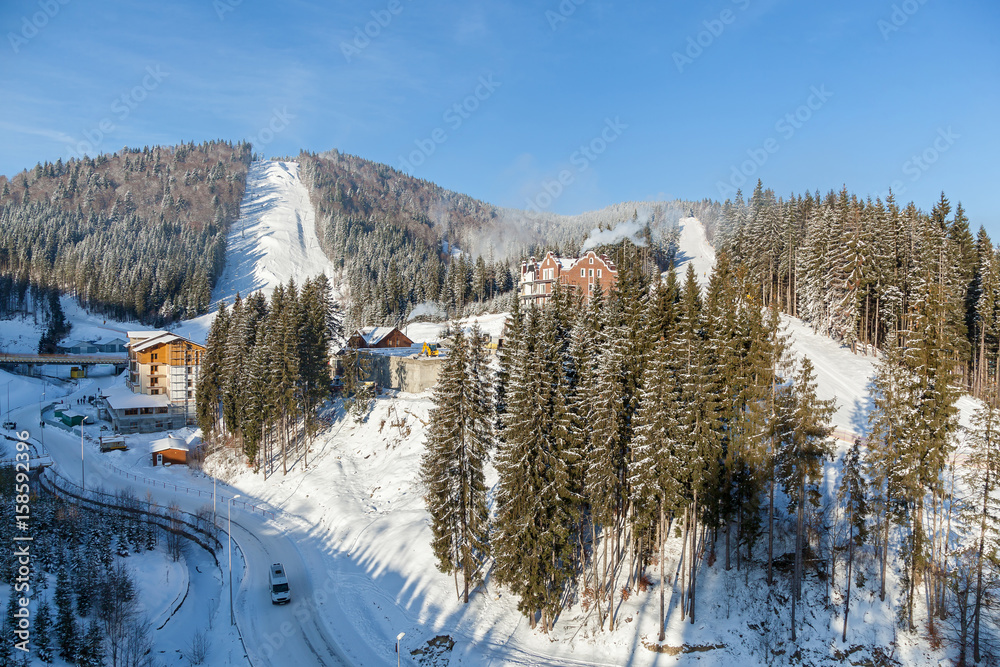 houses, hotels, shops and roads in Bukovel