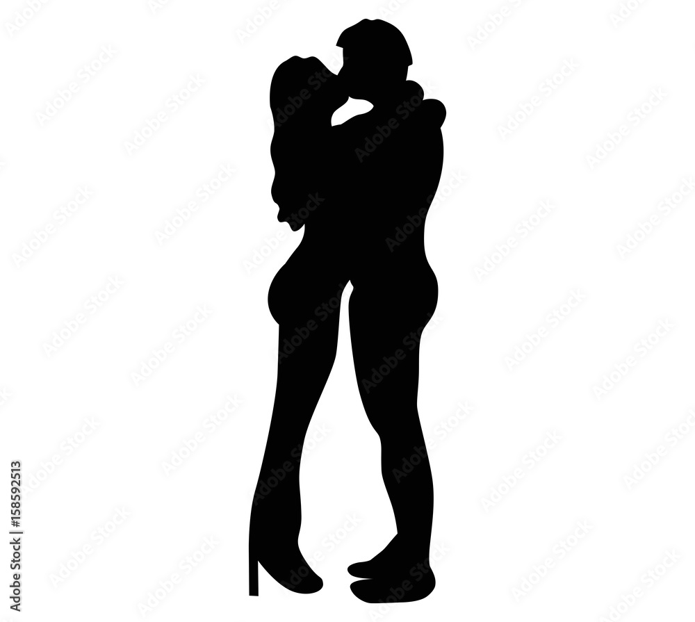 kissing couple black icon vector