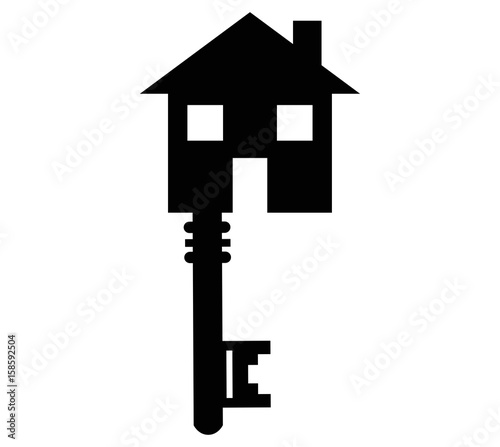 key to house black icon vector